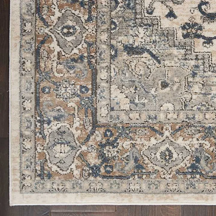 Gray and Ivory Nadia Medallion Area Rug, 7x9