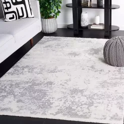 Gray and Ivory Whisper Abstract Area Rug, 5x7