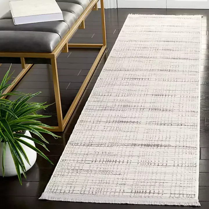 Gray and Ivory Whisper Striated Runner, 2x8