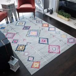 Gray and Multicolor Aztec Area Rug, 8x10