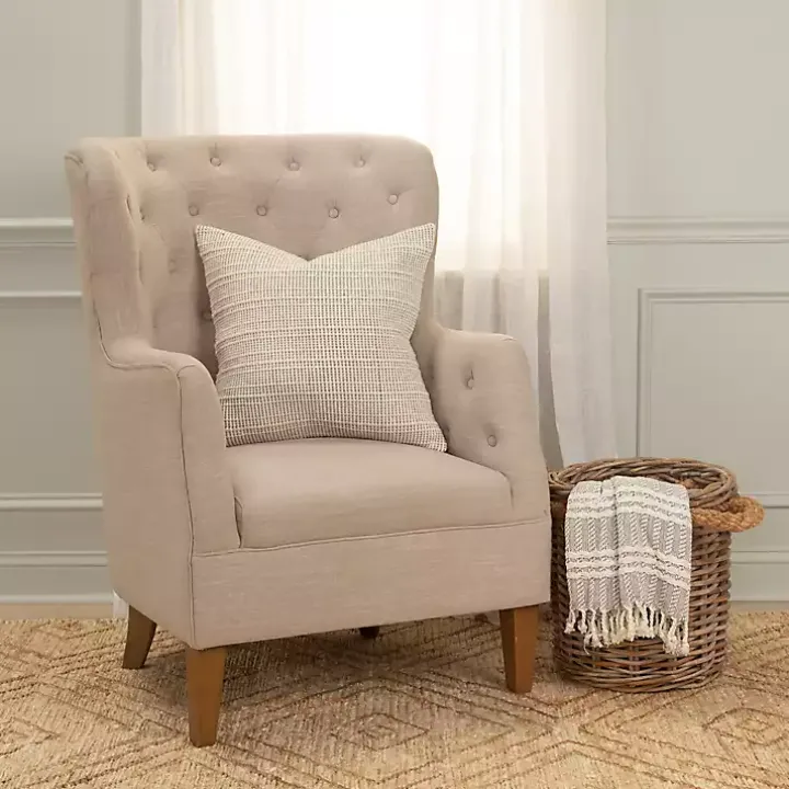 Gray and Natural Sea Striped Pillow