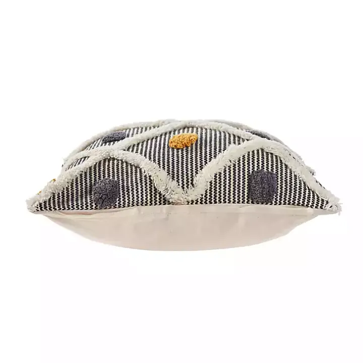 Gray and Orange Tufted Accent Pillow