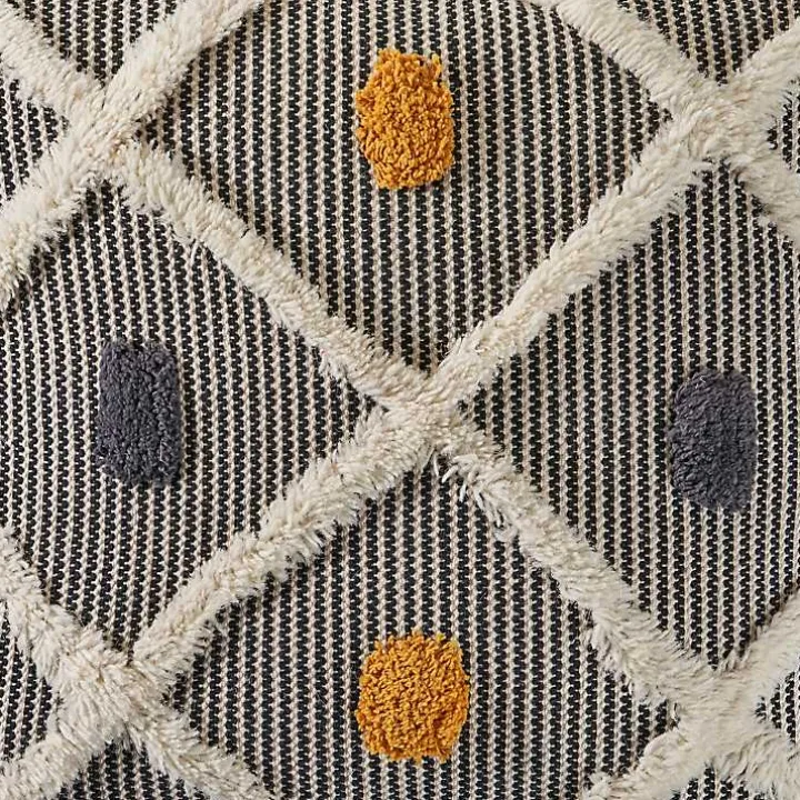 Gray and Orange Tufted Accent Pillow