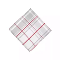 Gray and Red Plaid Napkins, Set of 6