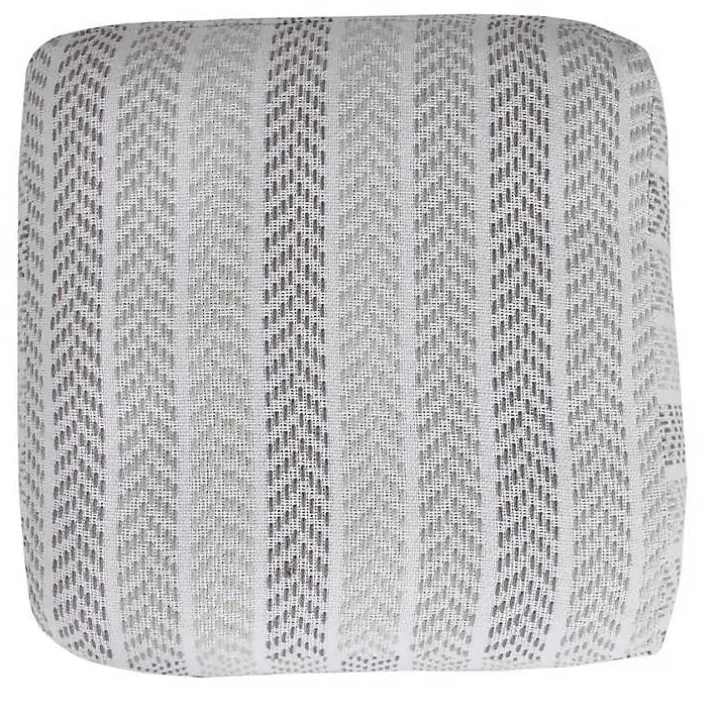 Gray and White Chevron Cotton Pouf