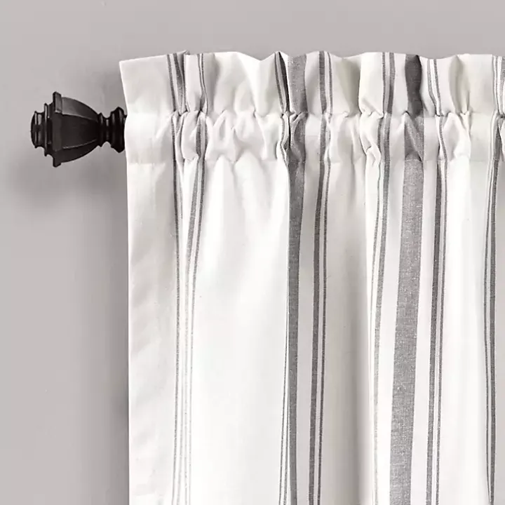 Gray and White Farmhouse Stripe Valance
