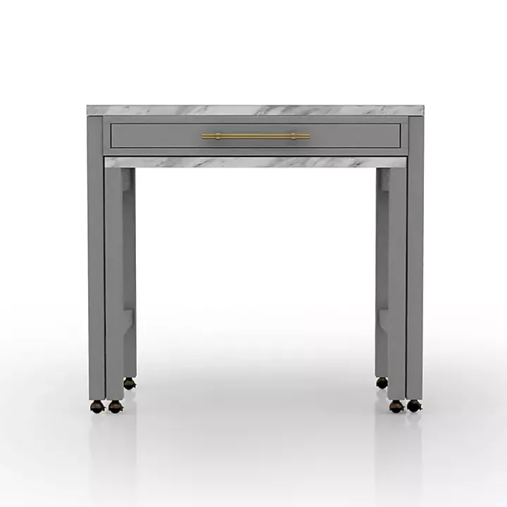 Gray and White Faux Marble Nested Counter Table