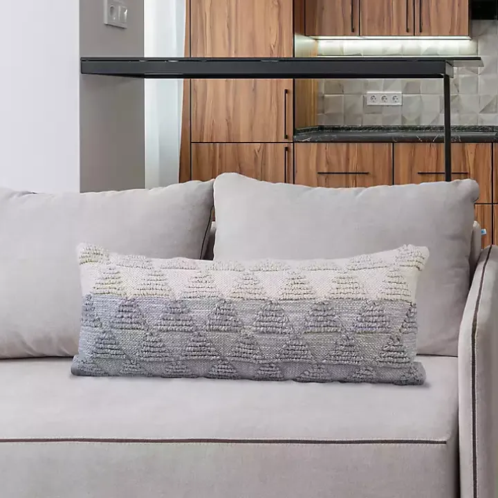 Gray and White Gradient Diamonds Lumbar Pillow