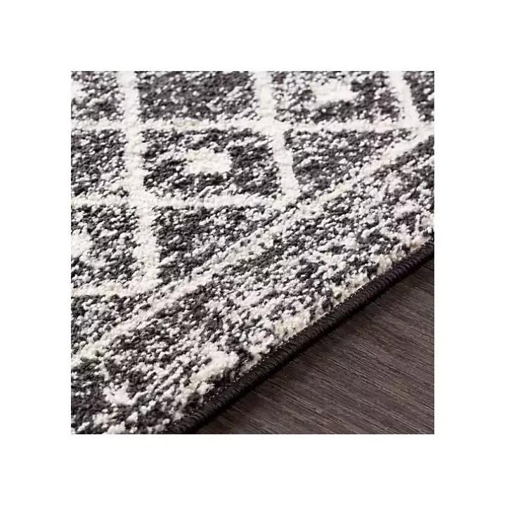 Gray and White Moroccan Pattern Runner, 2x10