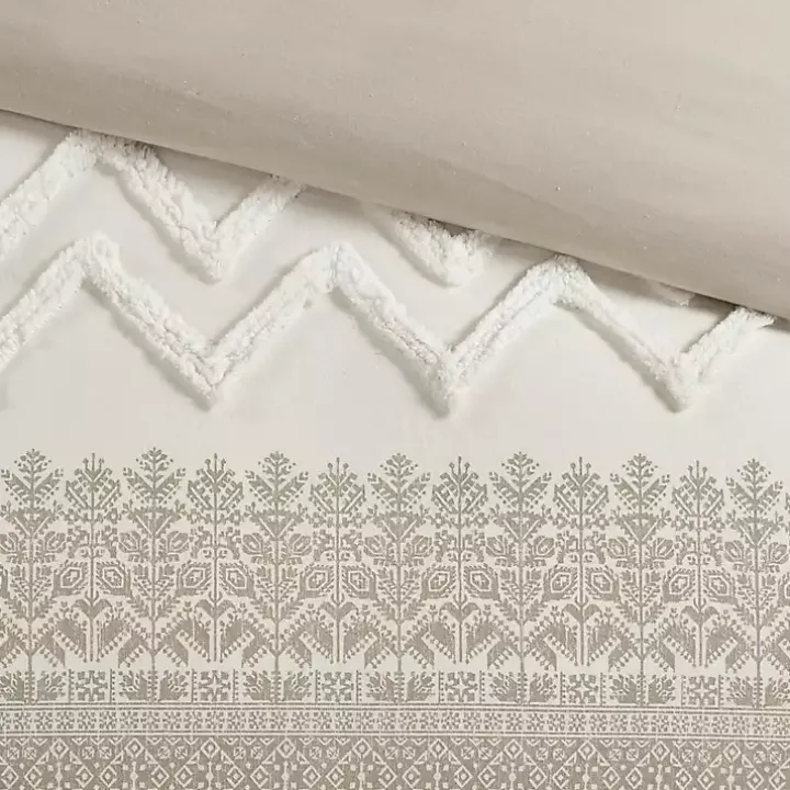 Gray and White 3-pc. Full/Queen Duvet Set
