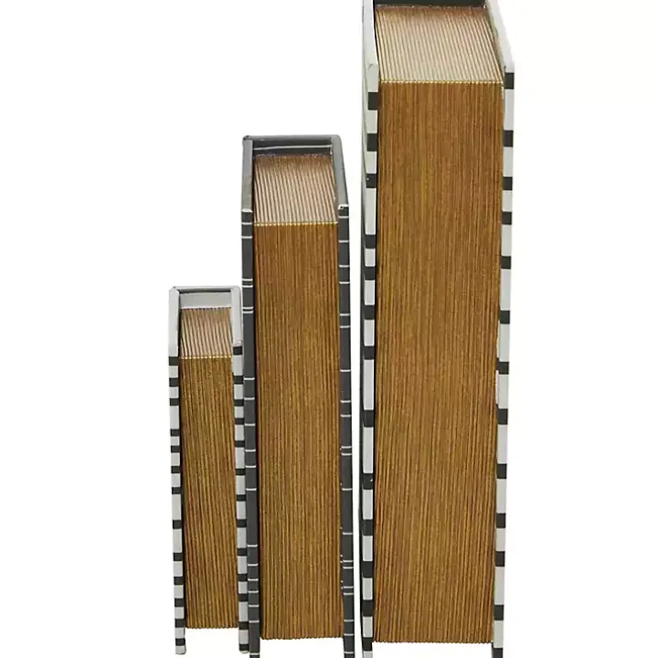 Gray and White Striped Book Boxes, Set of 3