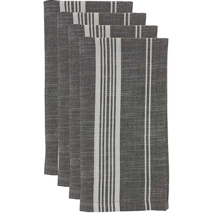 Gray and White Striped Napkins, Set of 4