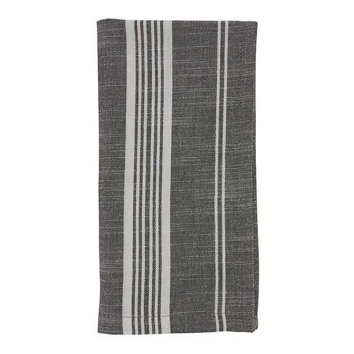 Gray and White Striped Napkins, Set of 4