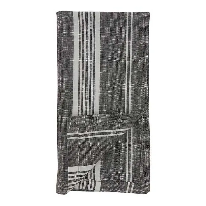 Gray and White Striped Napkins, Set of 4