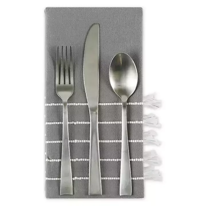 Gray and White Striped Napkins, Set of 4