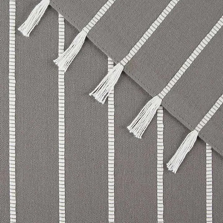 Gray and White Striped Napkins, Set of 4