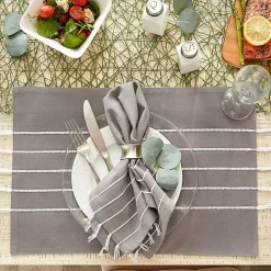 Gray and White Striped Napkins, Set of 4