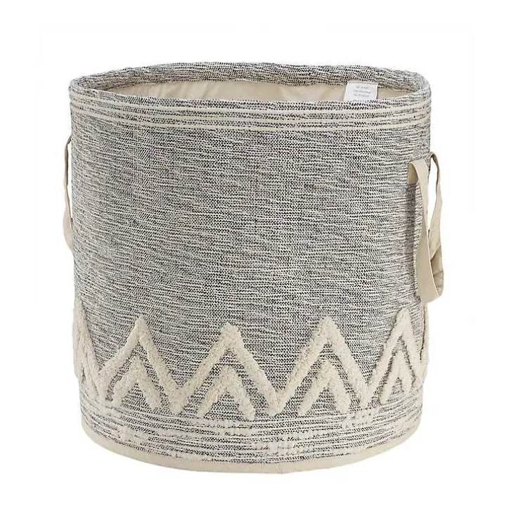 Gray and White Tuft Peaks Storage Basket