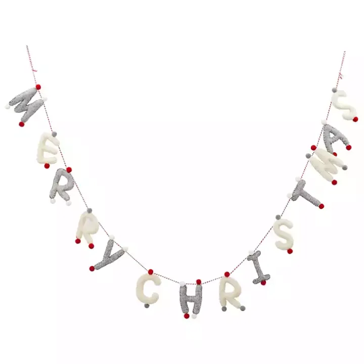 Gray and White Wool Merry Christmas Banner