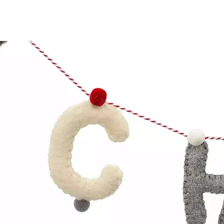 Gray and White Wool Merry Christmas Banner