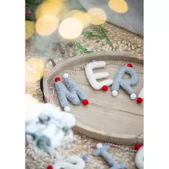 Gray and White Wool Merry Christmas Banner