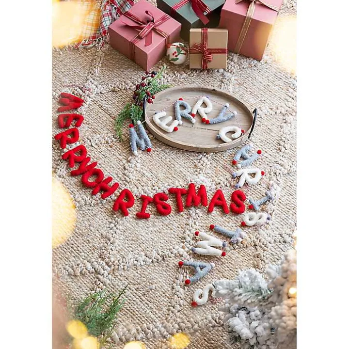 Gray and White Wool Merry Christmas Banner