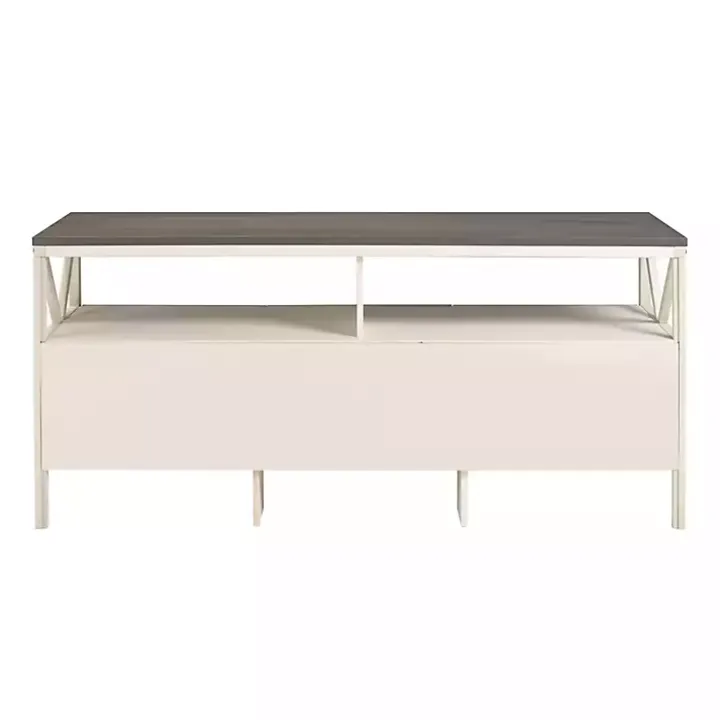 Gray and Whitewashed Wood 3-Drawer Media Cabinet