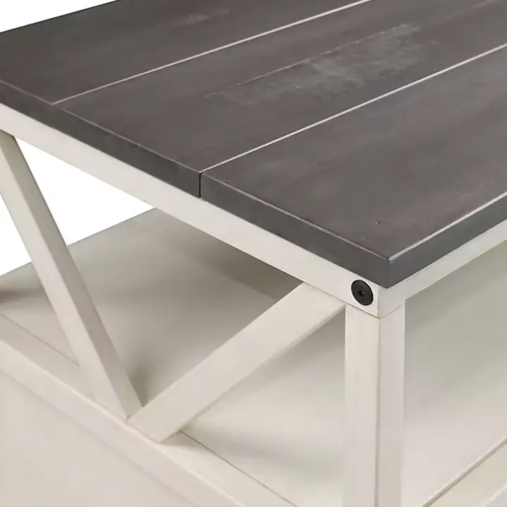 Gray and Whitewashed Wood 3-Drawer Media Cabinet