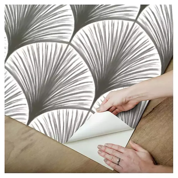 Gray Art Deco Fans Peel & Stick Wallpaper