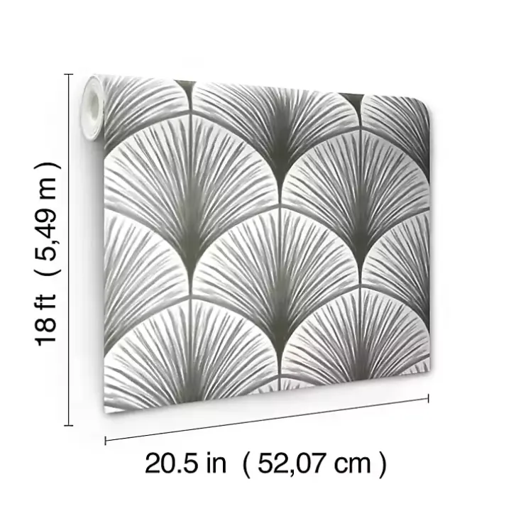 Gray Art Deco Fans Peel & Stick Wallpaper