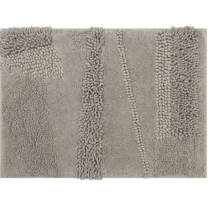 Gray Asymmetrical Cotton Bath Mat, 34 in.