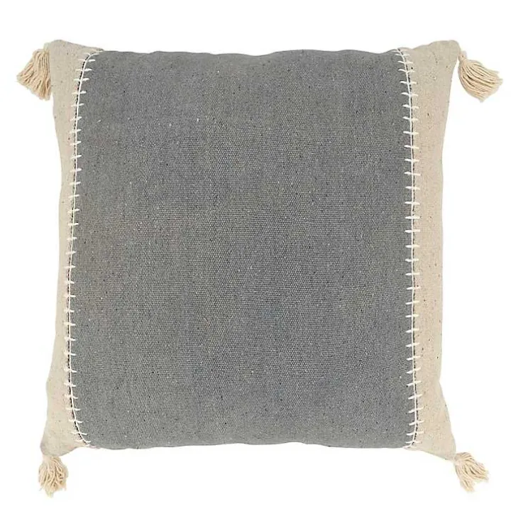 Gray Banded Whipstitch Pillow