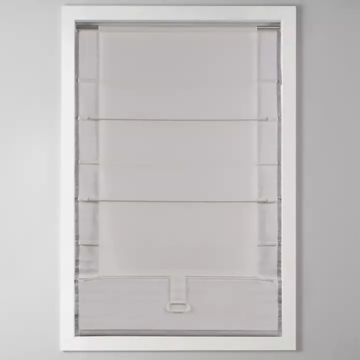 Gray Basketweave Cordless Roman Shade, 27 in.