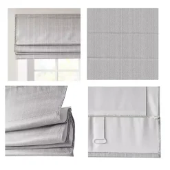Gray Basketweave Cordless Roman Shade, 27 in.