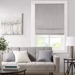 Gray Basketweave Cordless Roman Shade, 33 in.