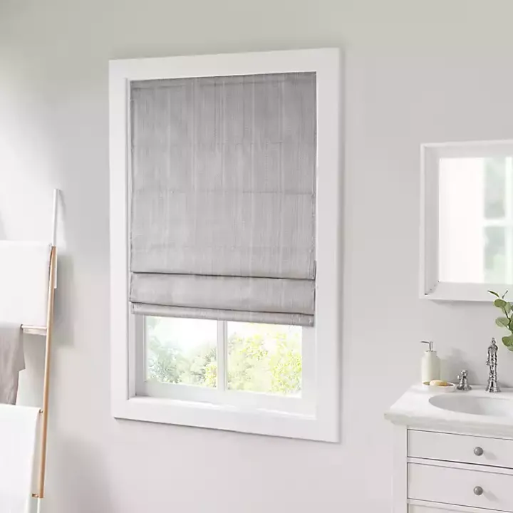 Gray Basketweave Cordless Roman Shade, 33 in.