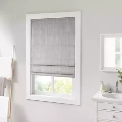 Gray Basketweave Cordless Roman Shade, 35 in.