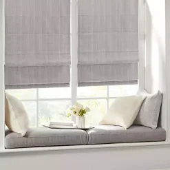 Gray Basketweave Cordless Roman Shade, 35 in.