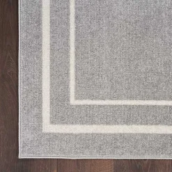 Gray Bordered Indoor/Outdoor Area Rug, 5x7