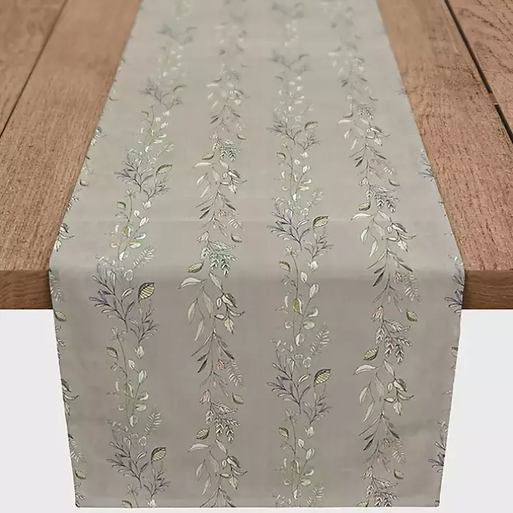 Gray Botanical Vines Table Runner, 72 in.