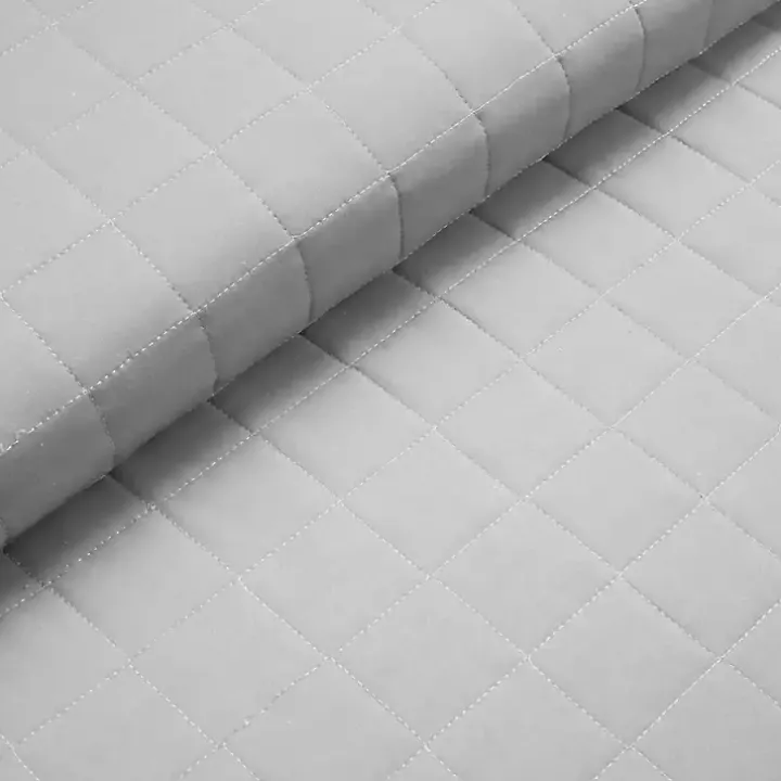 Gray Box Stitch Cotton Full/Queen 3-pc. Quilt Set