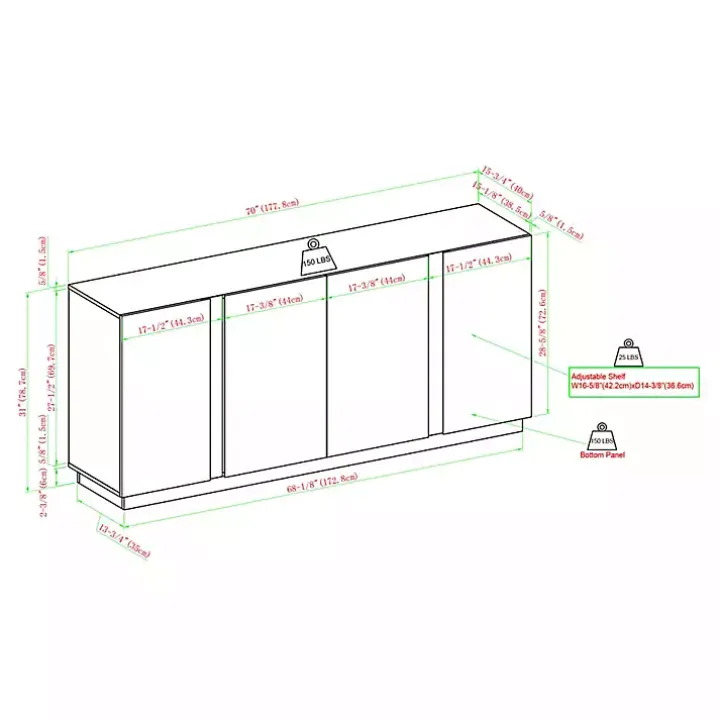 Gray Brown Modern 2-Door Sideboard