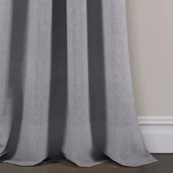 Gray Button and Stripe Curtain Panel Set, 95 in.
