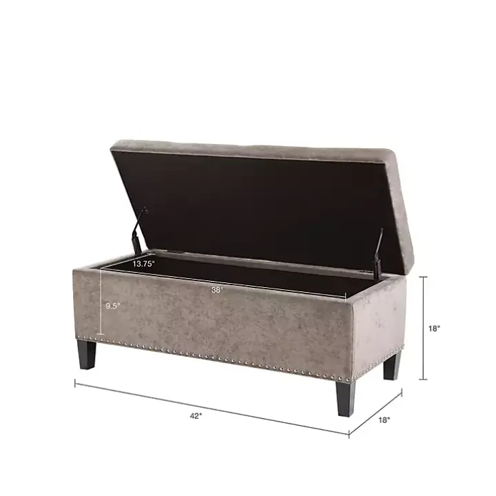 Gray Button Tufted Storage Bench