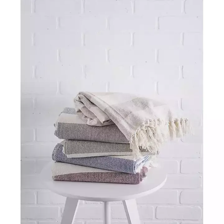 Gray Cabana Stripe Throw
