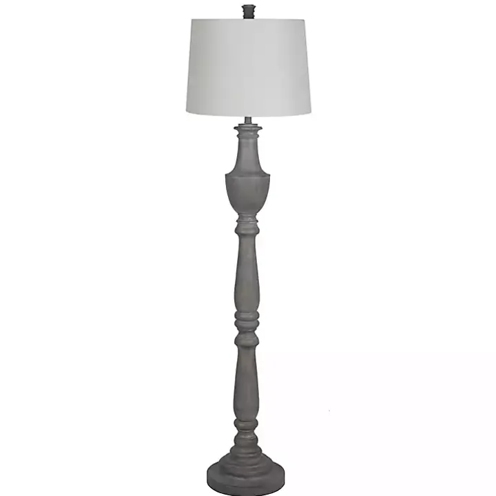 Gray Carved Urn Floor Lamp