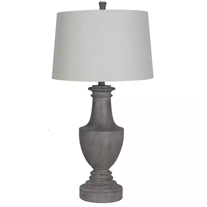 Gray Carved Urn Table Lamps, Set of 2