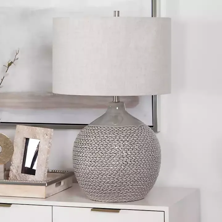 Gray Ceramic Braid Table Lamp