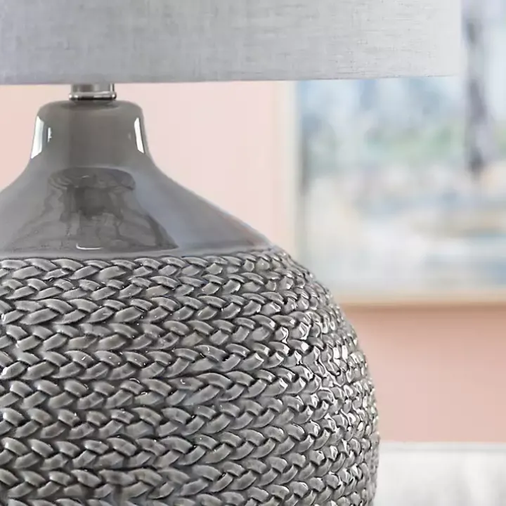 Gray Ceramic Braid Table Lamp