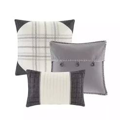 Gray Check California King 7-pc. Comforter Set